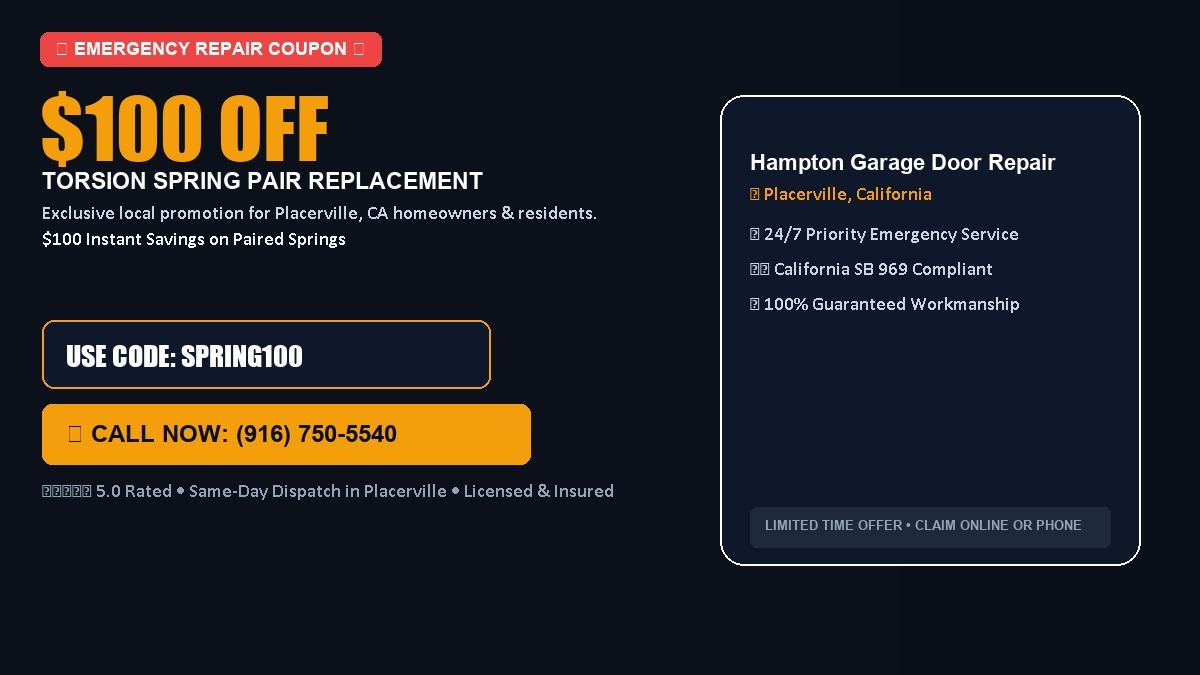 Hampton Garage Door Repair $100 OFF Dual Torsion Spring Replacement